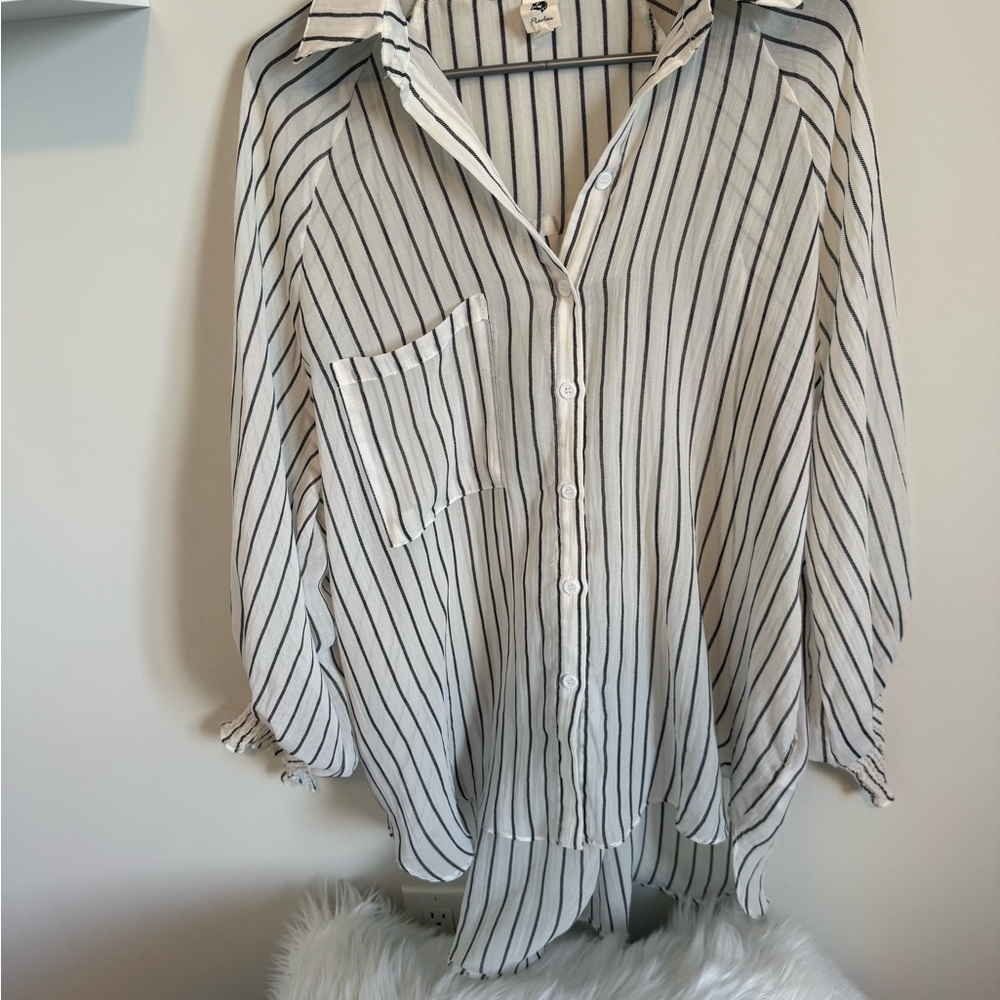 LAWLESS Black and White Striped Button Down Shirt